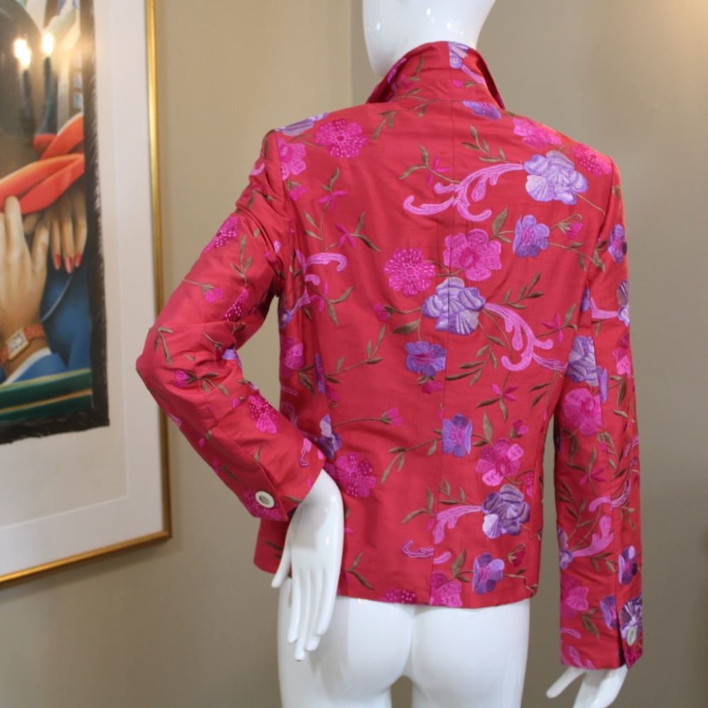 🌸 Algo of Switzerland Embroidered Silk Jacket – Size 6 – NWOT - Picture 7 of 14